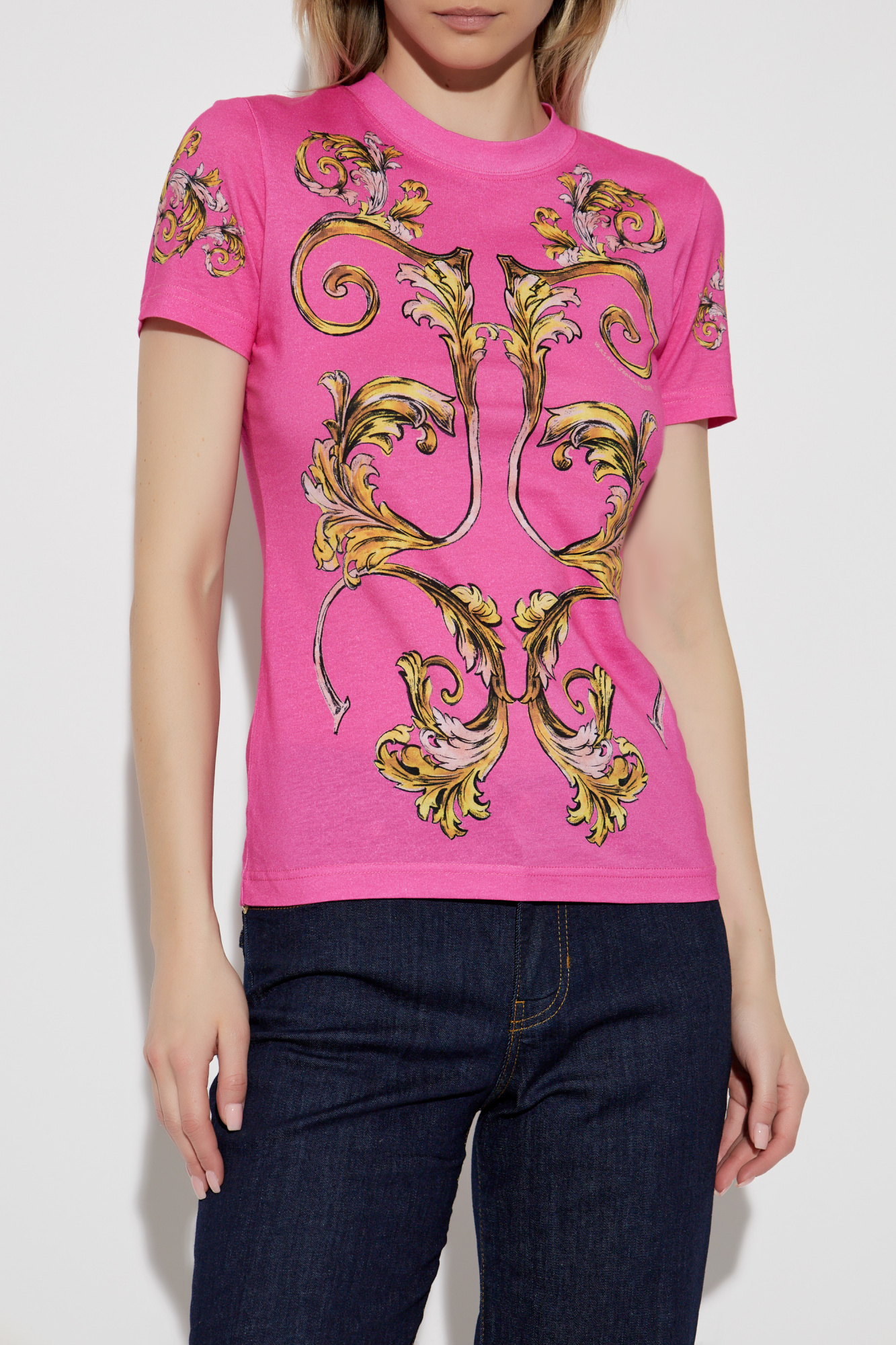 Pink Barocco print T-shirt Versace Jeans Couture - Vitkac France